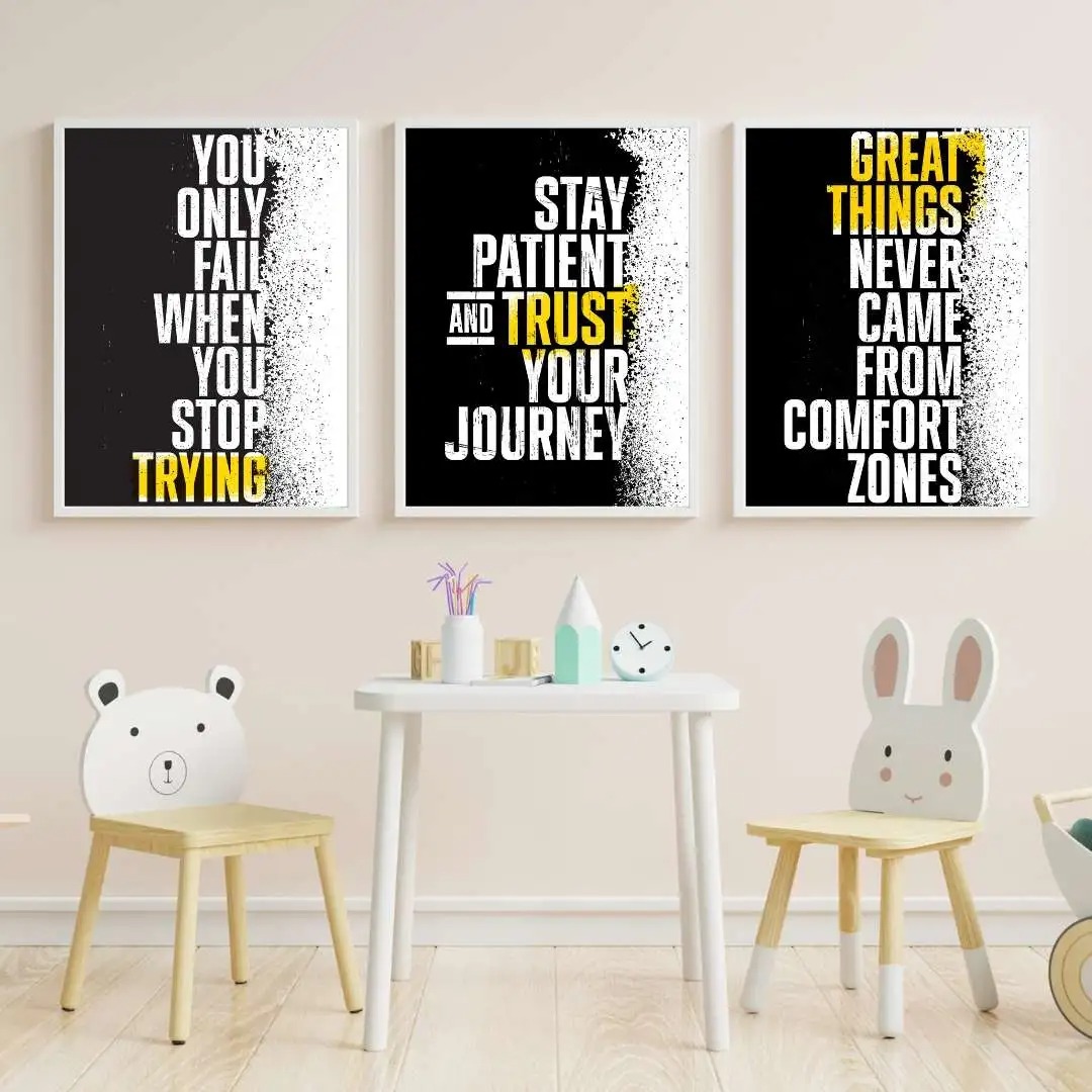 Set of 3 Motivational Frame Wall Painting Art for Living Room Bedroom Restaurant Home DecorationsSet of 3 motivational quote frames for office Decor