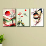 Set Of 3 nature Sticky Canvas Frames For Wall Decore 8x11 inches size / Sticky Phototiles For Office And Home Workplace