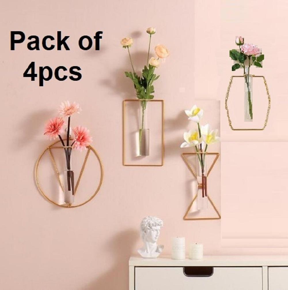 Pack Of 4pcs Wall-mounted Glass Vase Home Decor