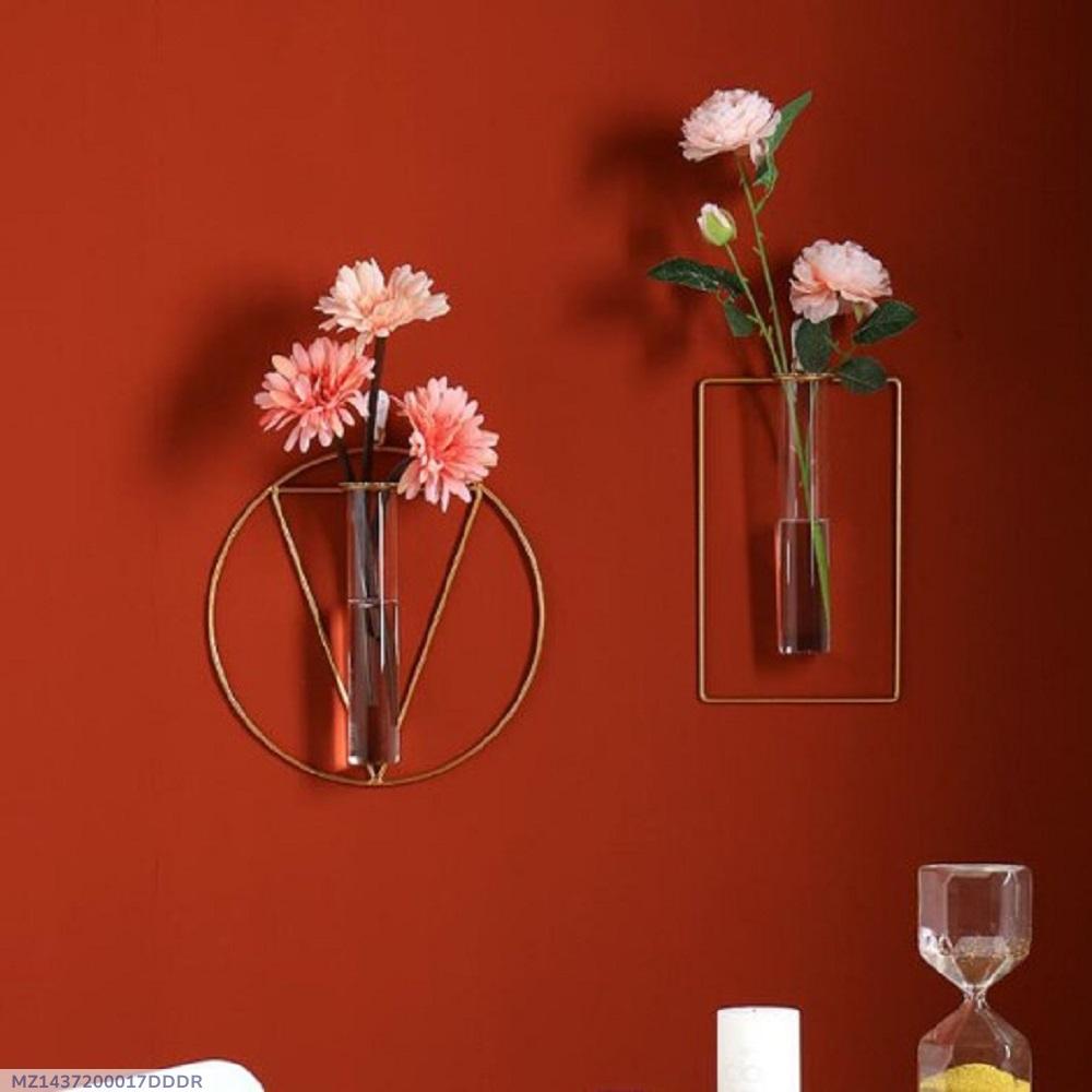 Pack Of 2pcs Wall-mounted Glass Vase Home Decor