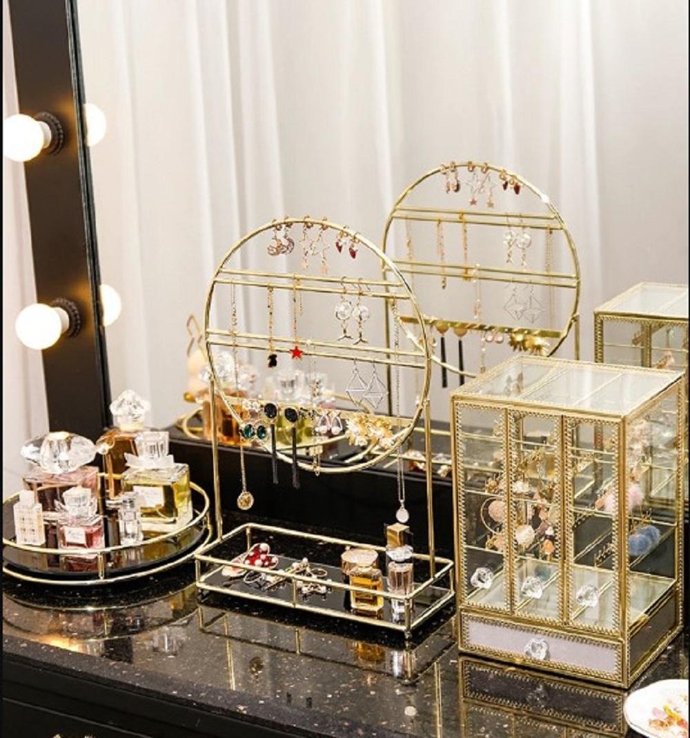 Jewelry Rack Makeup Storage Shelf Earring Organizer Display Holder Cosmetic Storage