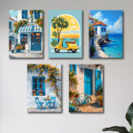 5-Piece Italian Vintage Homes Wall Art Frame Set (8×11 Inch Each Frame)