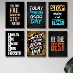 Set of 6 Motivational Wooden Canvas Frames (8×11 Inches Each)