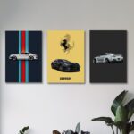 Set of 3 Sports Cars Wooden Canvas Frames  (8×11 Inch)
