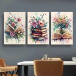 Botanical Books – 3-Piece Watercolor Wall Art Set (8×11 Inch)