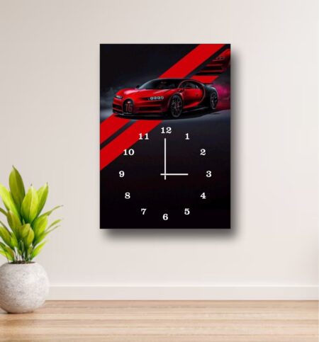 Bugatti Chiron Sports Car Wooden Wall Clock – 12×16 Inch