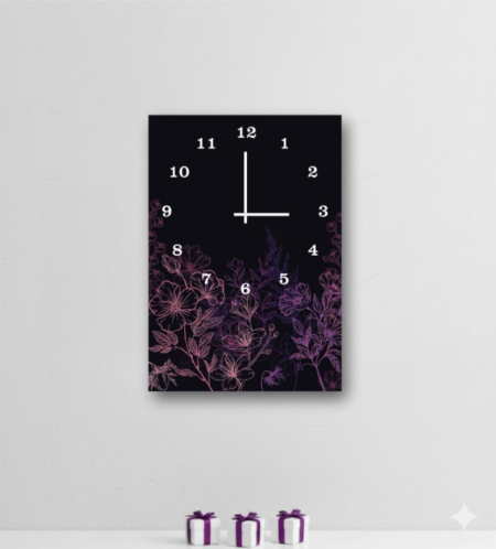 Elegant Floral Wooden Wall Clock – 12×16 Inch