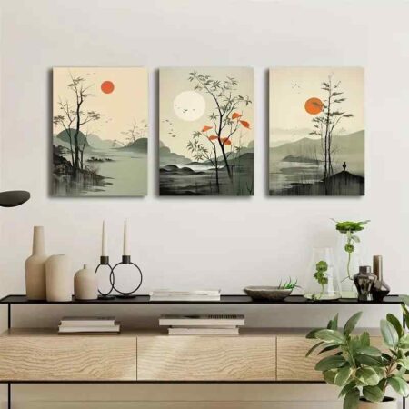 3-Piece Modern Classic Wall Art Set – MDF Digital Print Frames