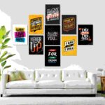 Set of 9 Motivational Sticky Canvas Frames – Inspirational Phototile Wall Décor