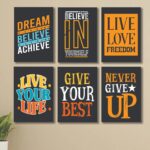 Set of 6 Motivational Sticky Canvas Frames (8×11 Inch)