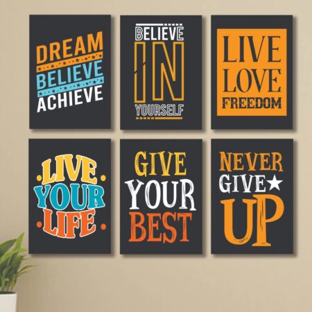 Set of 6 Motivational Sticky Canvas Frames (8×11 Inch)
