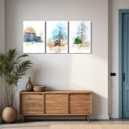 3-Piece Modern Islamic Wall Art Set – Decorative Muslim Gift