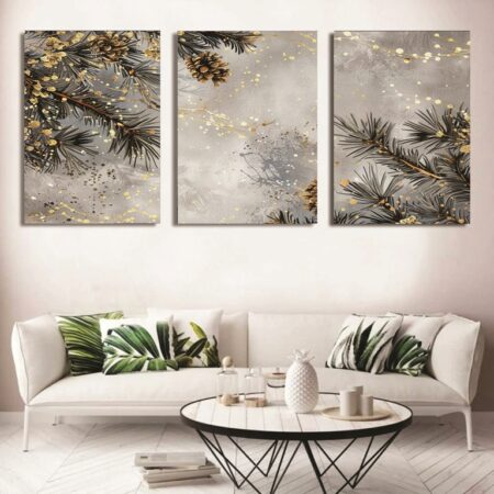 Golden Pine 3-Piece Wall Art Set 8x11 inches (each)