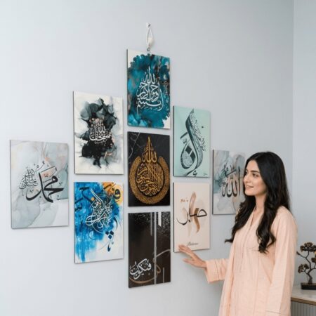 Premium 9 Pcs Islamic Wall Art Set (8 × 11 inches)