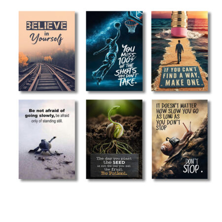 Pack Of 6 Motivational Quotes Sticky Wooden Canvas Frames For Wall Decore
