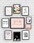 Set of 10 Girls Room Glass Wall Art Frames