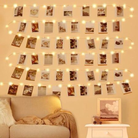 Custom Polaroid Wall Decor with Fairy Lights