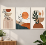 3 Pcs Abstract Botanical MDF Wall Art Set – Modern Boho Home Decor