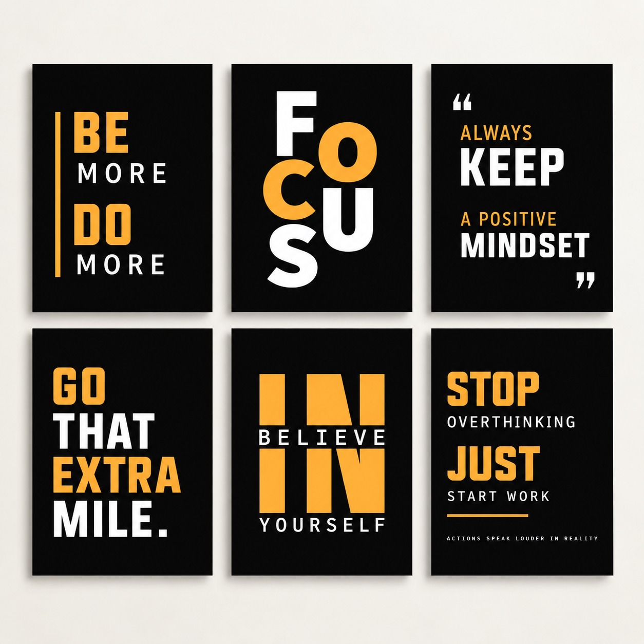 6-pcs-black-orange-motivational-wall-art-set-focus-positive-mindset