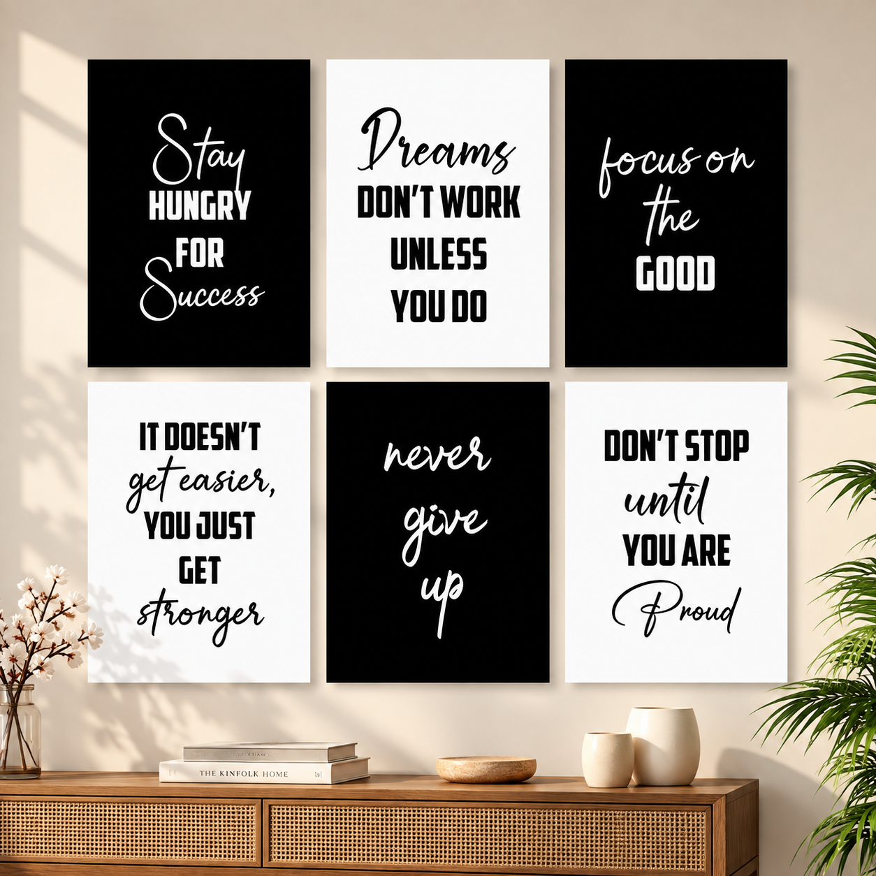 6-pcs-black-white-inspirational-wall-art-set-dream-focus-never-give-up