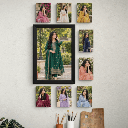 1 Frame With 8 Pcs Customised Photo Tiles