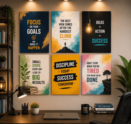 Bold Focus Discipline Success 6 Piece Office Wall Art Set