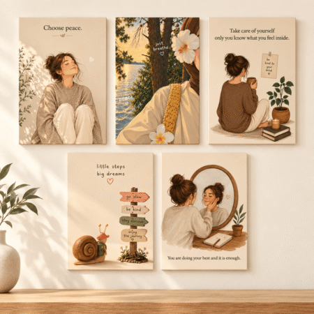 Choose Peace & Self Care 5 Piece Aesthetic Wall Art Set