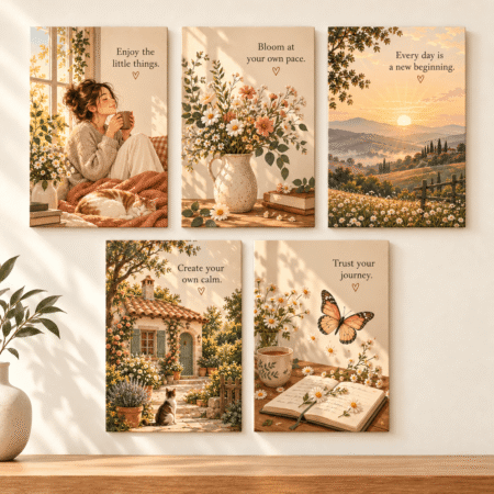 Cozy Sunshine Little Joys 5 Piece Aesthetic Wall Art Set