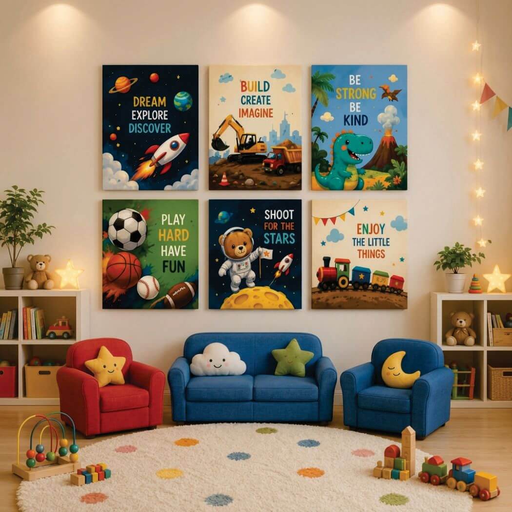 kids-adventure-space-dinosaur-sports-6-piece-wall-art-set